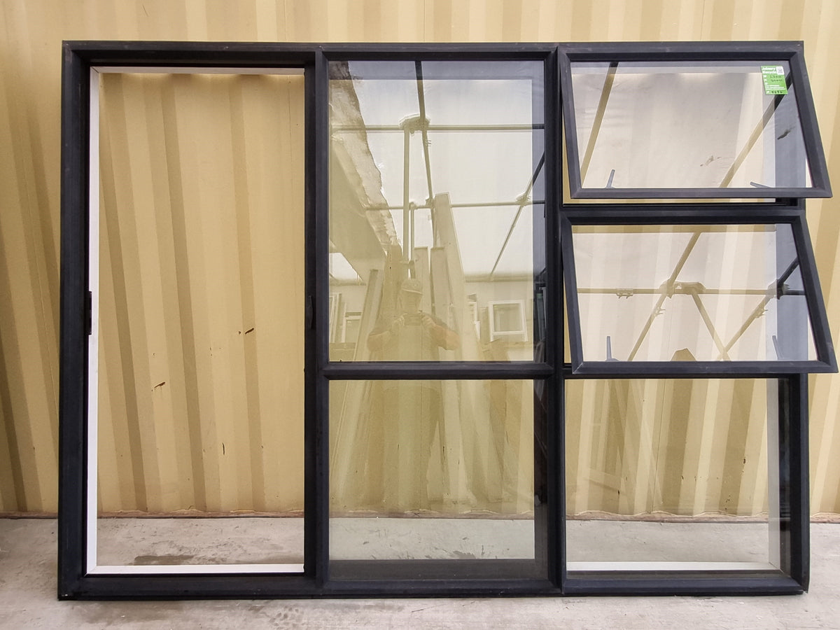 RANCH SLIDER Black 2700 W x 2000 H [#5236 SF] door open -  Joinery Recycle