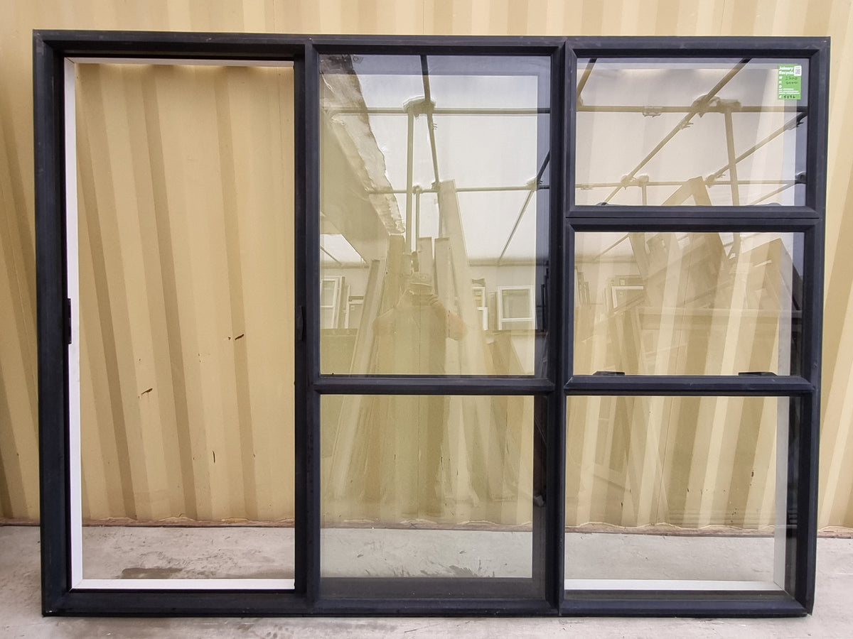RANCH SLIDER Black 2700 W x 2000 H [#5236 SF] outside view - Joinery Recycle
