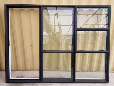 RANCH SLIDER Black 2700 W x 2000 H [#5236 SF] outside view - Joinery Recycle