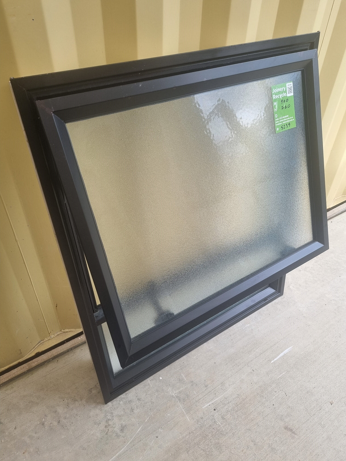 Aluminium Window Black 900 W  x 760 H [#5239 SF] side view -  Joinery Recycle