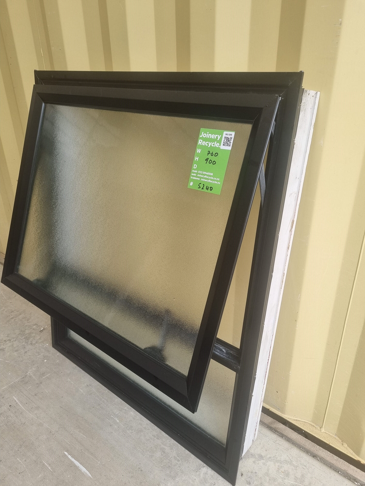 Aluminium Window Black 760 W  x 900 H [#5240 SF]  open window -  Joinery Recycle