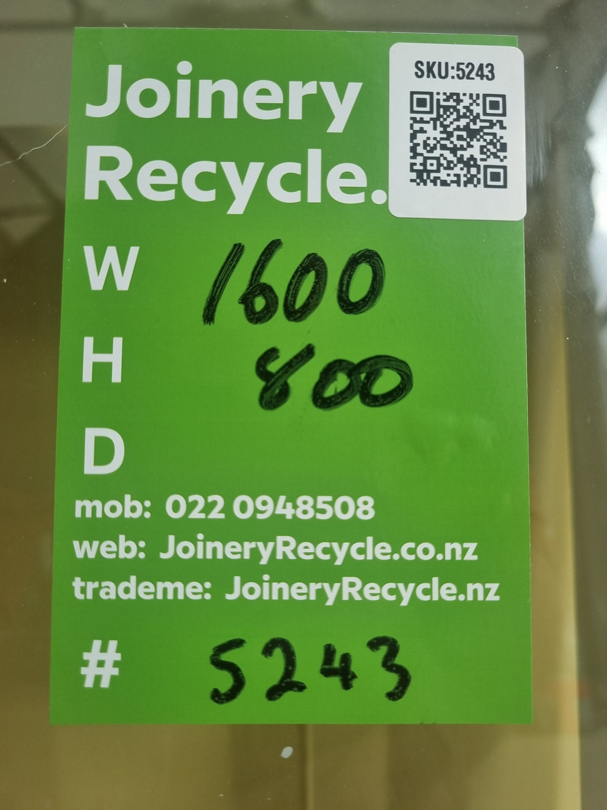 Aluminium Window Black 1600 W  x 800 H [#5243 SF] Joinery Recycle