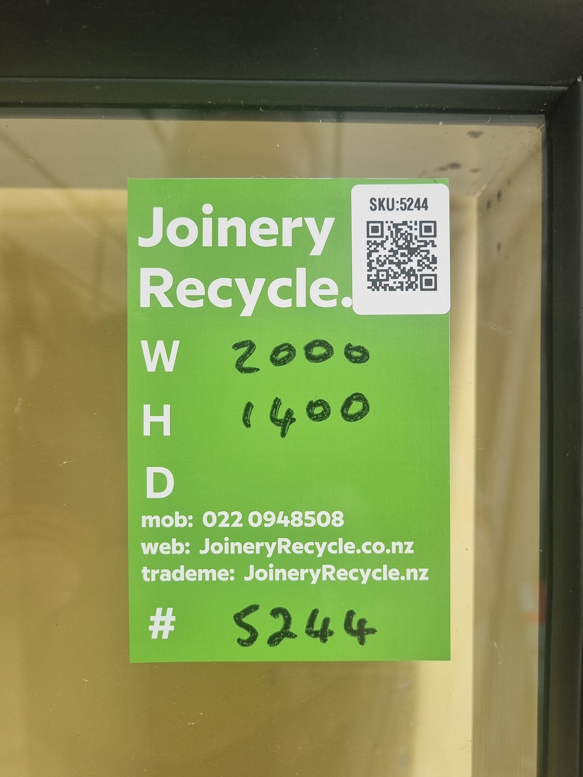 Aluminium Window Black  2000 W  x 1400 H [#5244 SF] Joinery Recycle