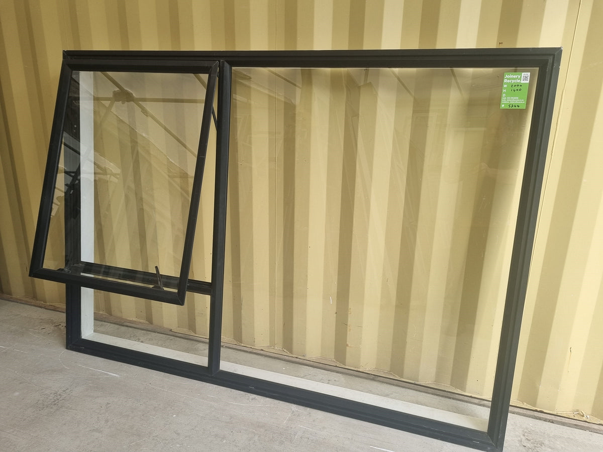 Aluminium Window Black  2000 W  x 1400 H [#5244 SF] Joinery Recycle
