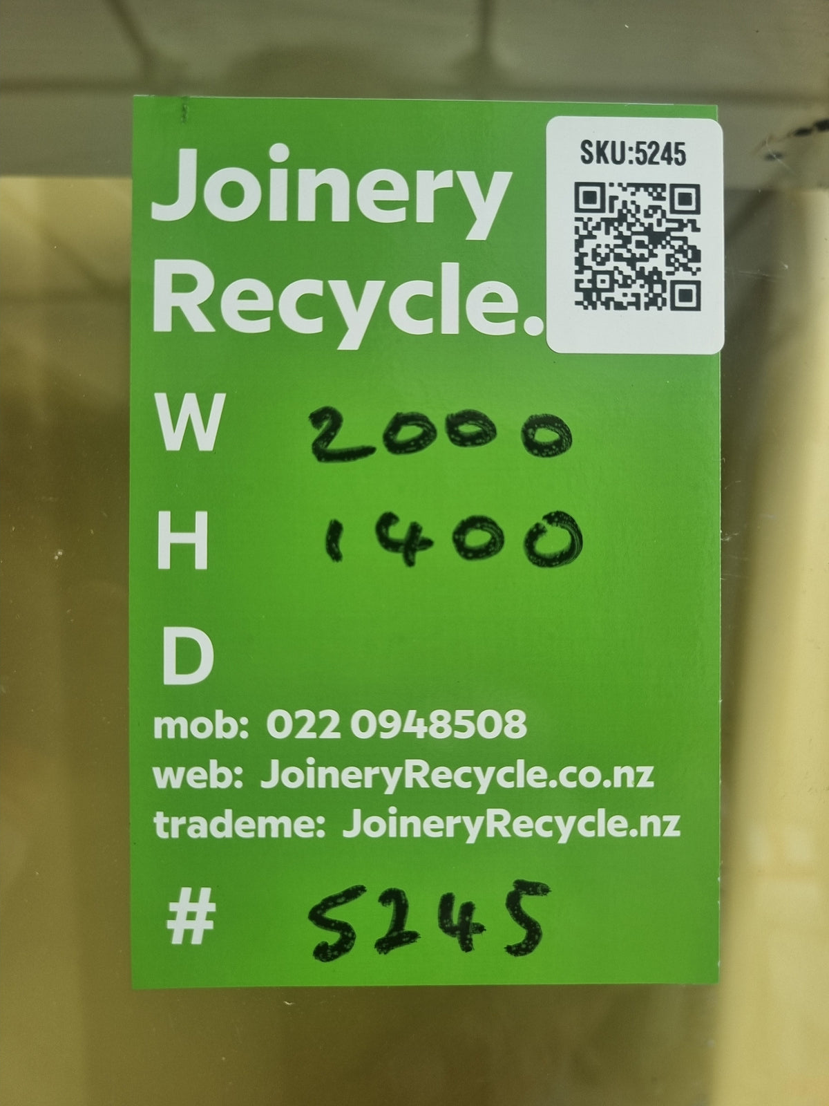 Aluminium Window Black  2000 W  x 1400 H [#5245 SF] Joinery Recycle