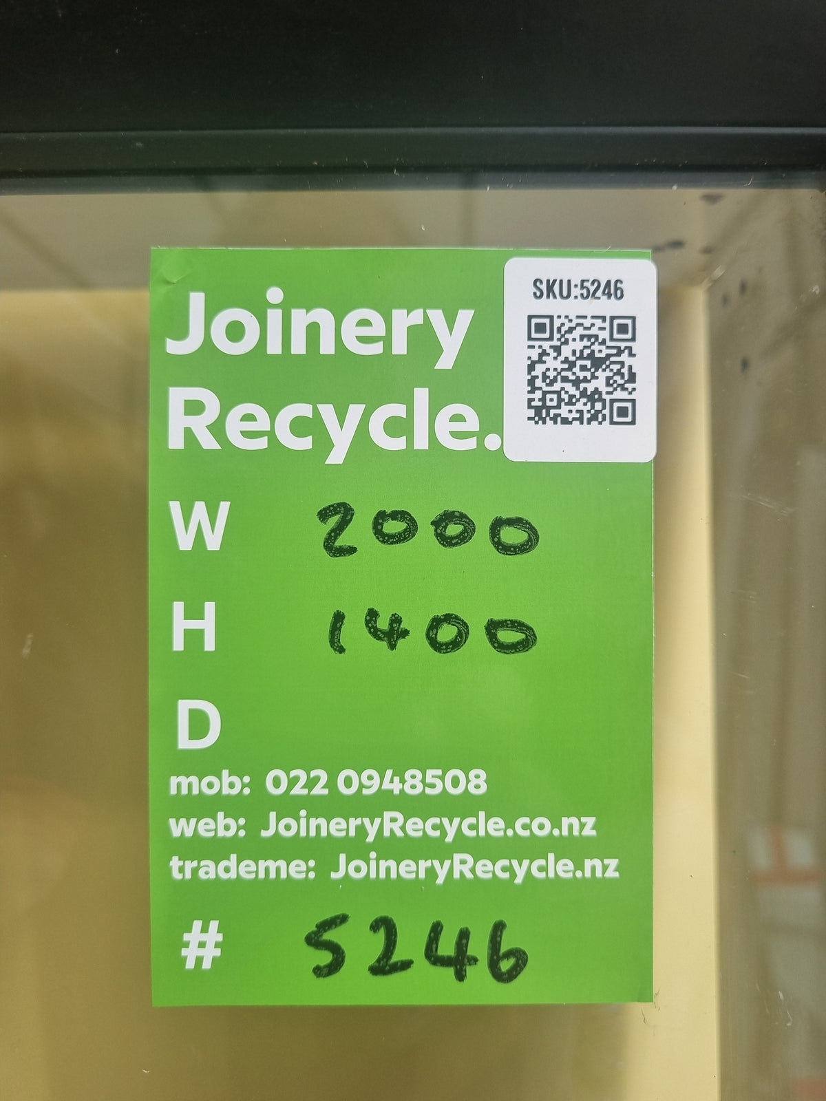 Aluminium Window Black 2000 W  x 1400 H [#5246 SF] Joinery Recycle