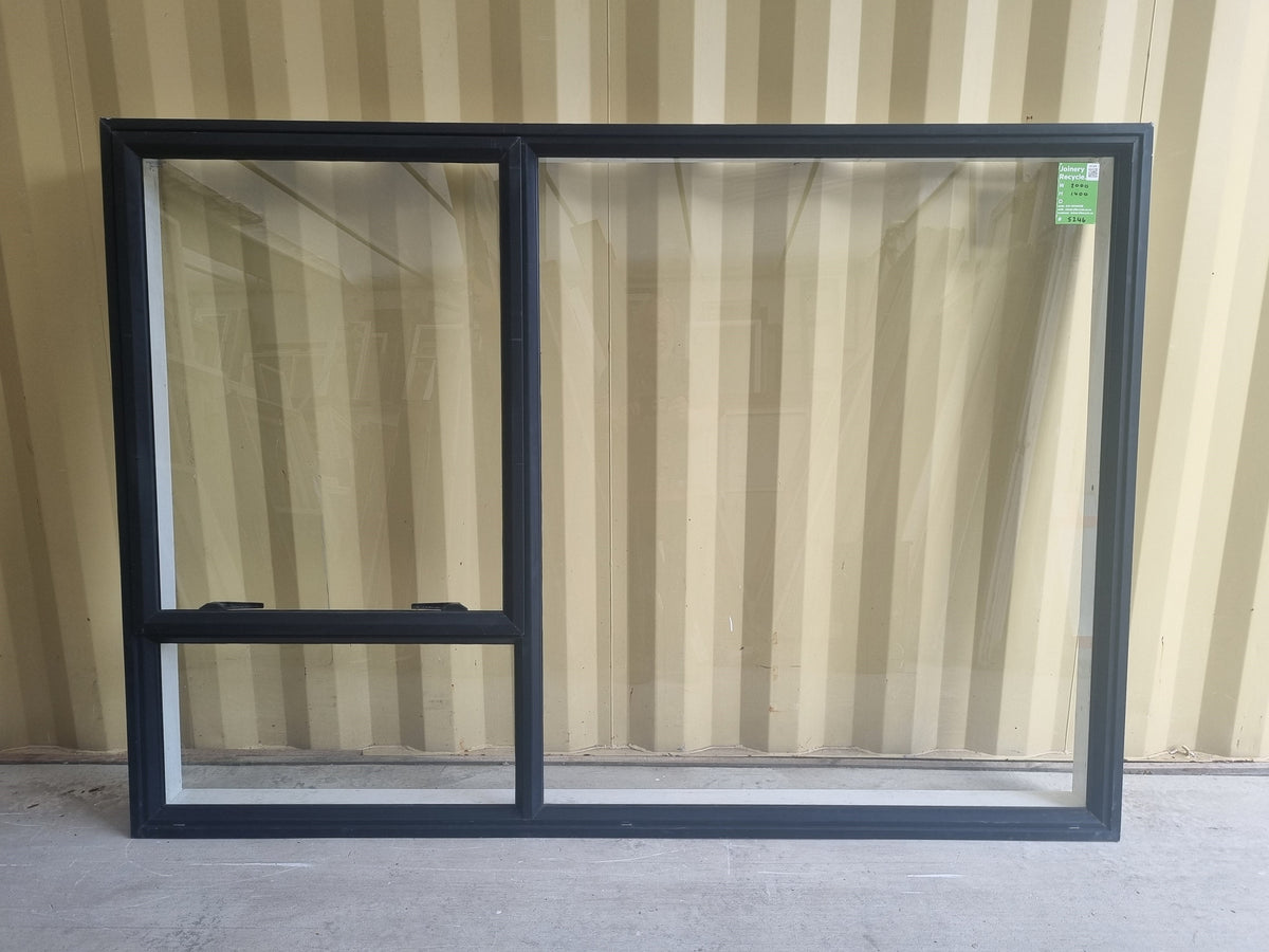 Aluminium Window Black 2000 W  x 1400 H [#5246 SF] Joinery Recycle