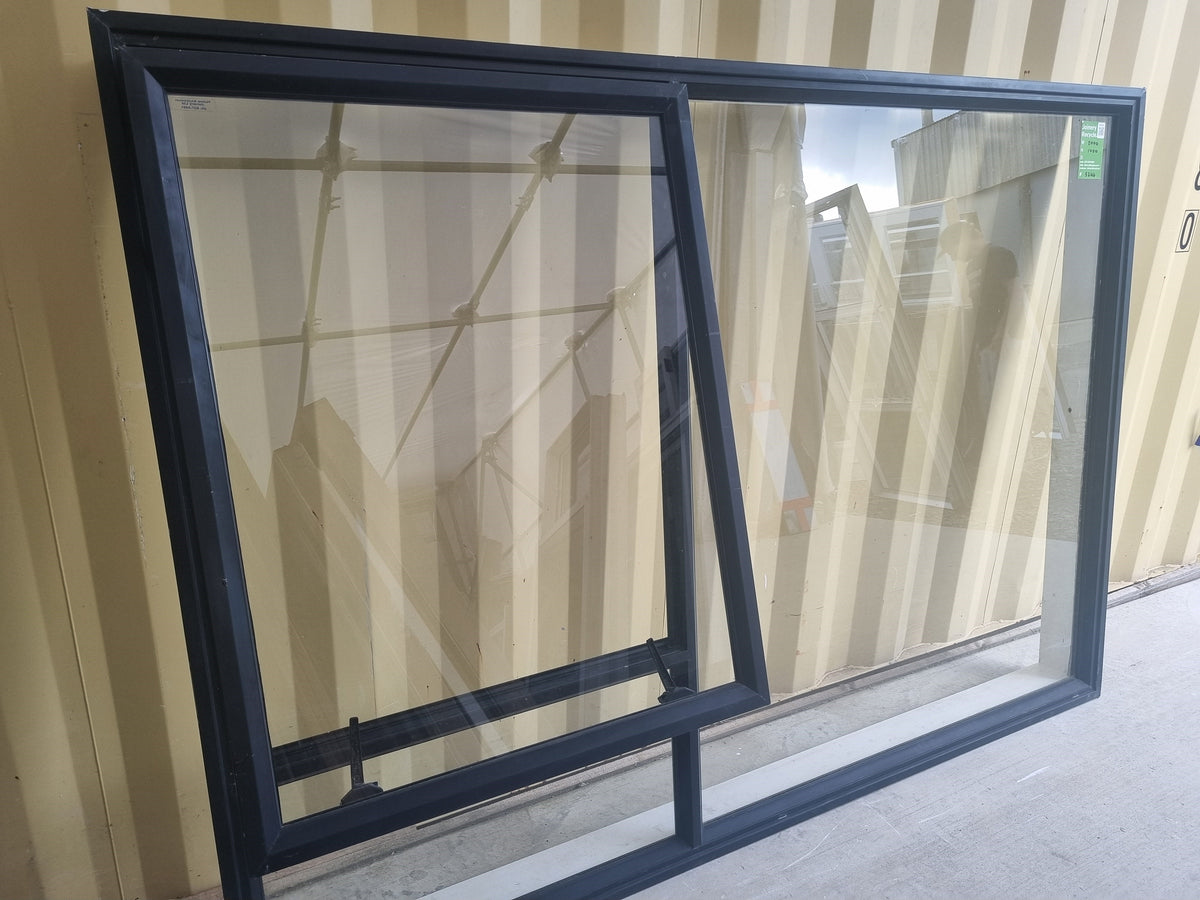 Aluminium Window Black 2000 W  x 1400 H [#5246 SF] Joinery Recycle