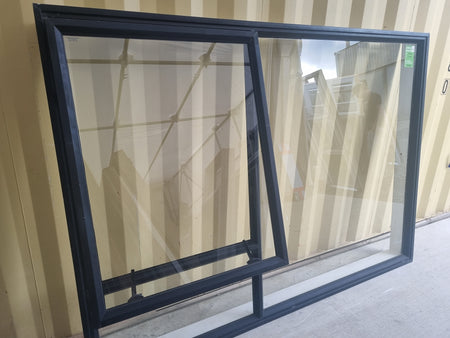 Aluminium Window Black 2000 W  x 1400 H [#5246 SF] Joinery Recycle