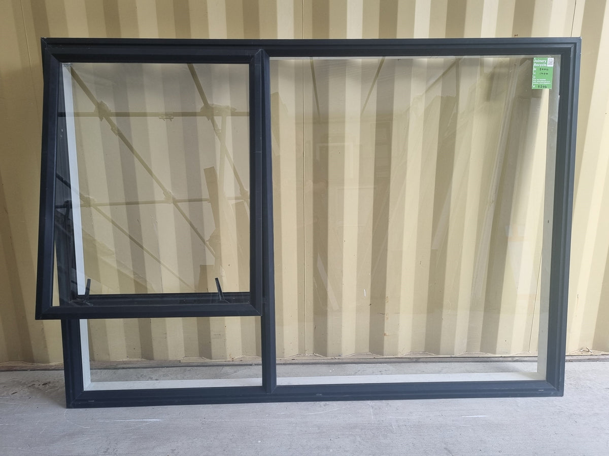 Aluminium Window Black 2000 W  x 1400 H [#5246 SF] Joinery Recycle