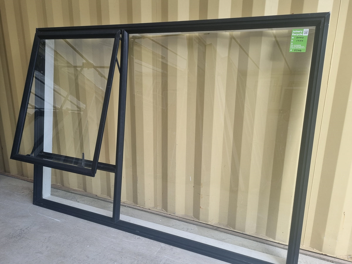 Aluminium Window Black 2000 W  x 1400 H [#5246 SF] Joinery Recycle