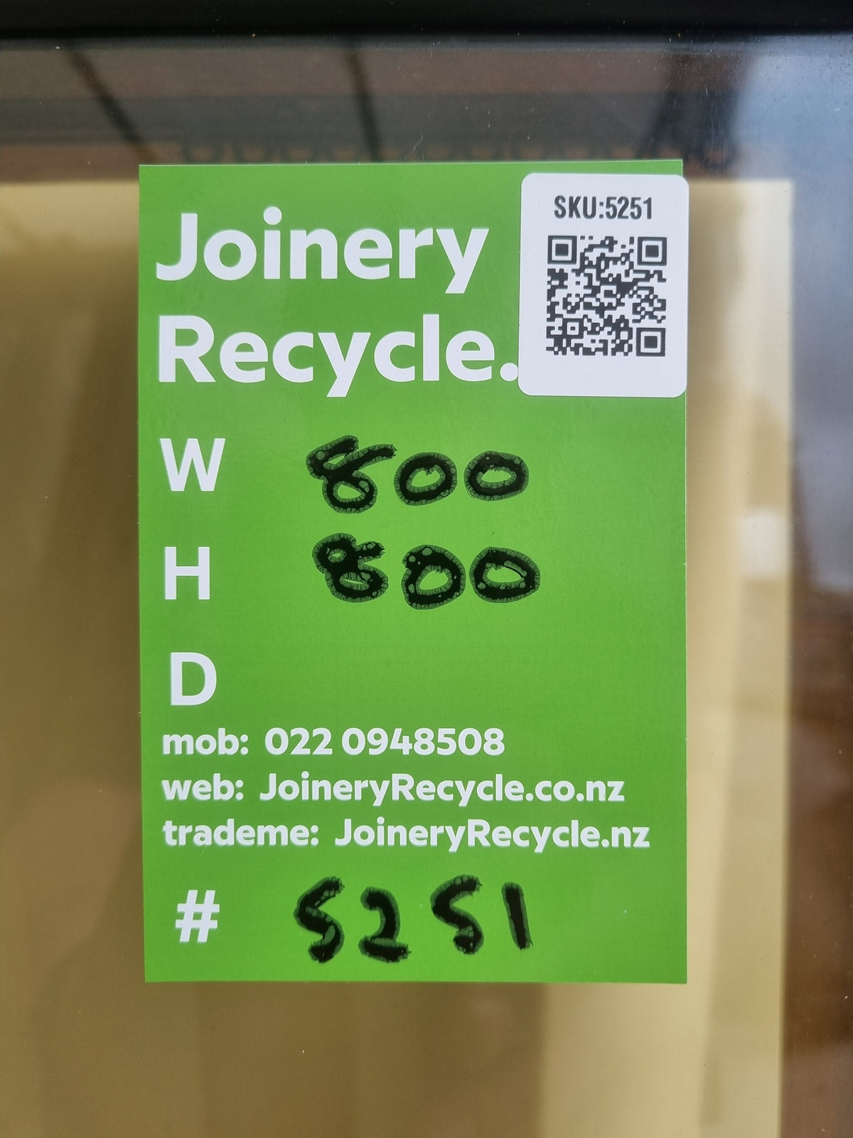 Aluminium Window Brown 800 W  x 800 H [#5251 SF] Joinery Recycle