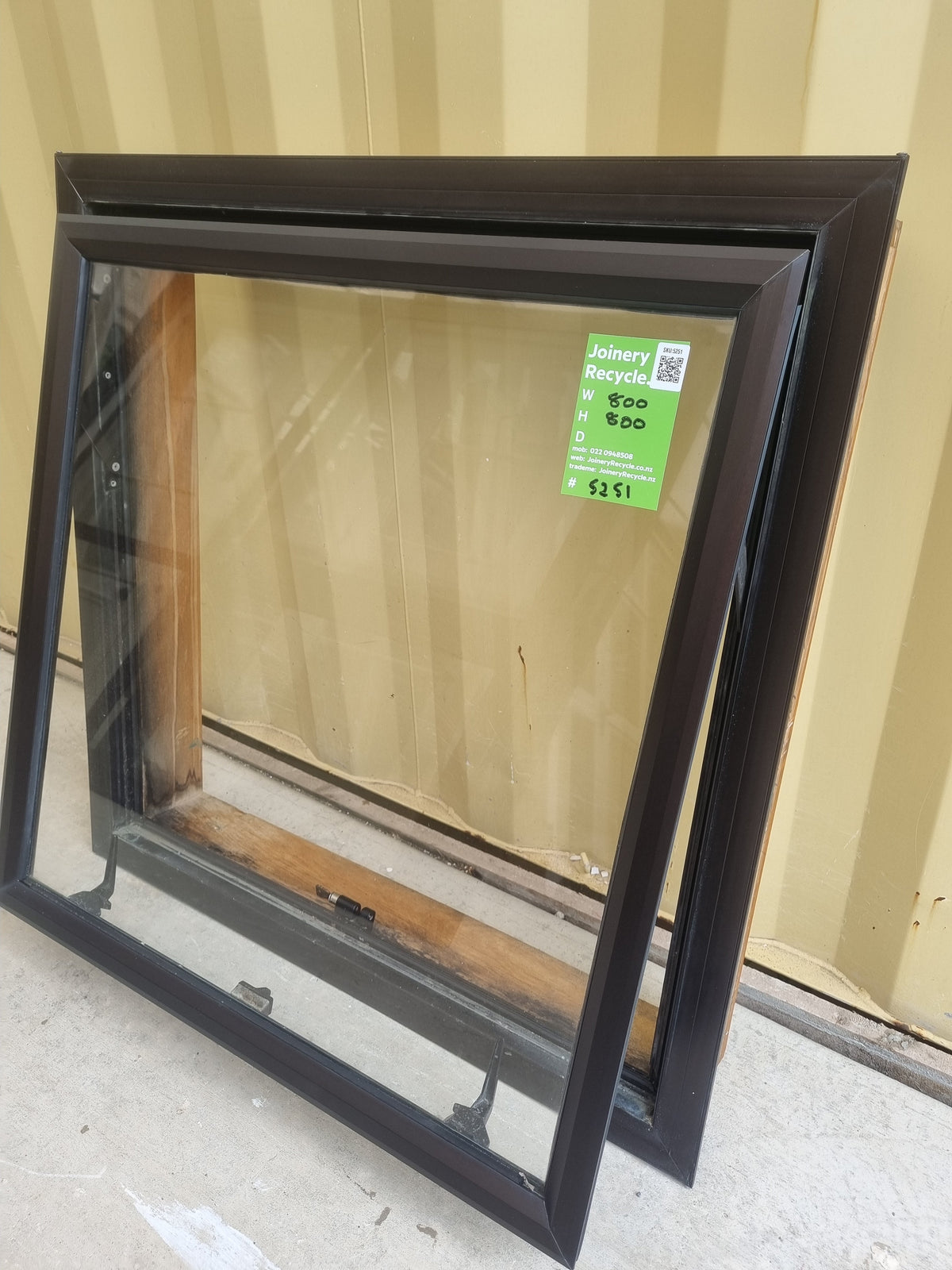 Aluminium Window Brown 800 W  x 800 H [#5251 SF]  open window -  Joinery Recycle