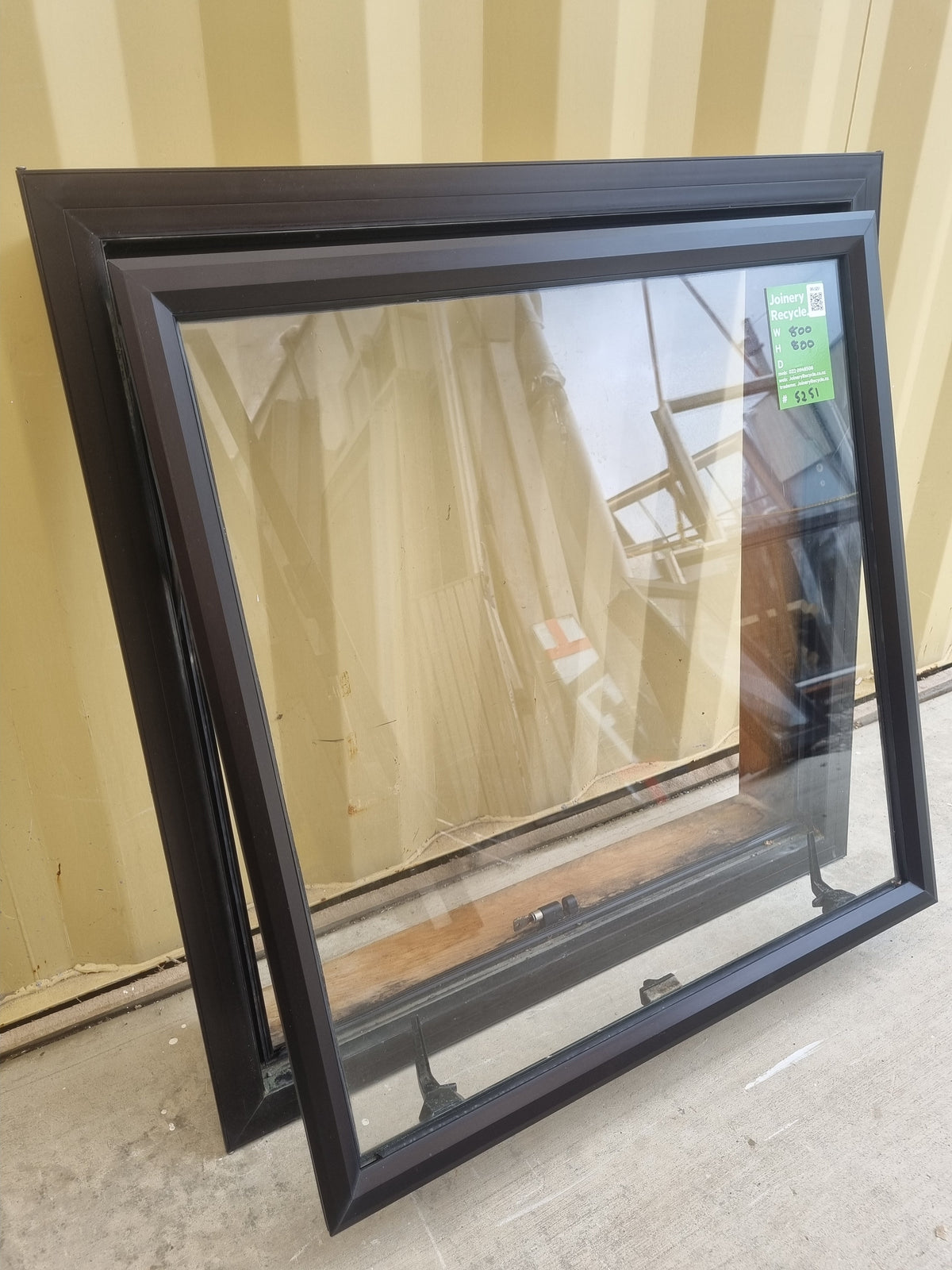 Aluminium Window Brown 800 W  x 800 H [#5251 SF]side view -  Joinery Recycle