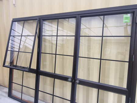 Aluminium French Door with Side Light Brown  2700 W x 2000 H [#5256 SF] side view - Joinery Recycle
