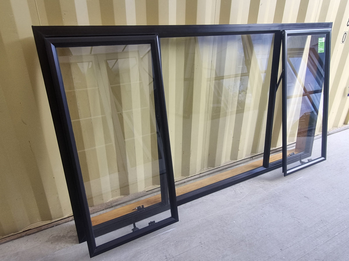 Aluminium Window Brown 2200 W  x 1200 H [#5257 SF] side view - Joinery Recycle