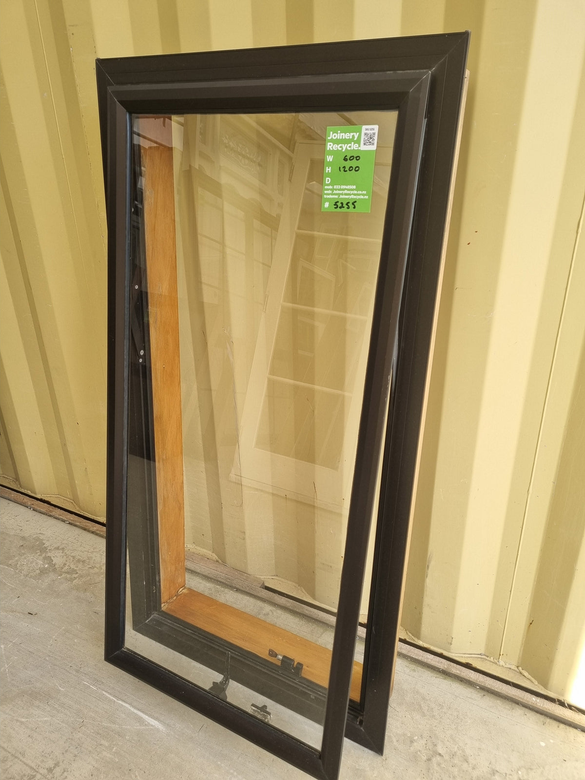 Aluminium Window Brown 600 W  x 1200 H [#5255 SF]side view -  Joinery Recycle