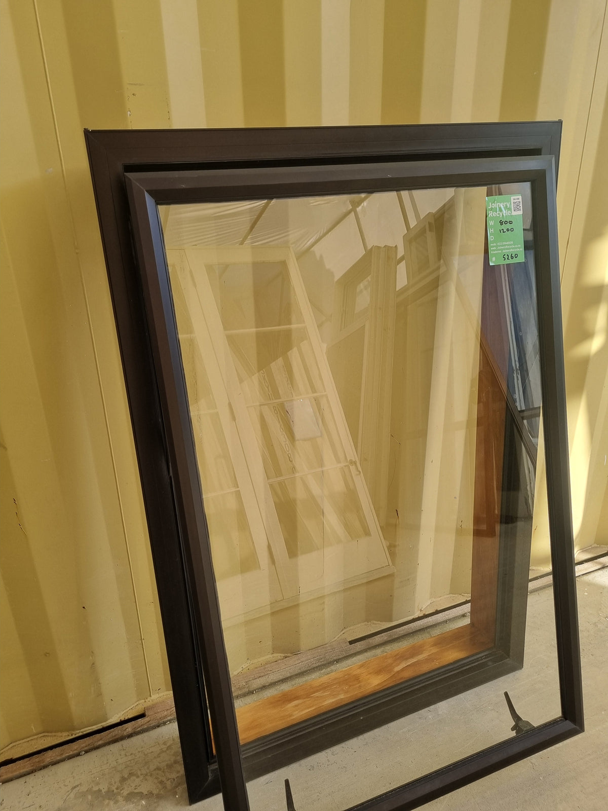 Aluminium Window Brown 800 W  x 1200 H [#5260 SF]side view -  Joinery Recycle