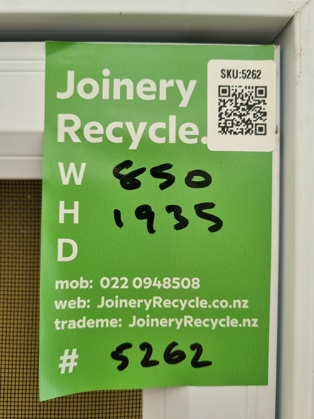Aluminium and Mesh Fly Screen Door 850  W x 1935 H [#5262] Joinery Recycle