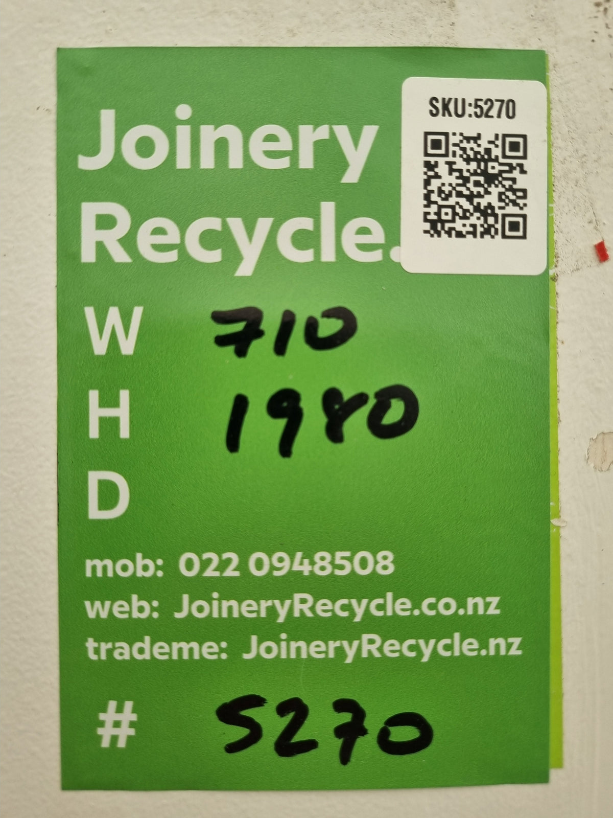 Internal Hollow Core Door    710 W  x 1980 H  [#5270 SF] Joinery Recycle