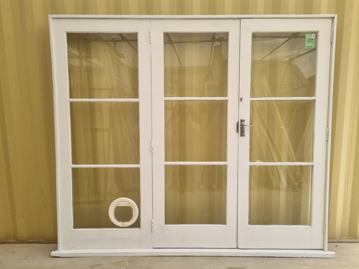Wooden French Doors with Side  Light 2370 W  x 2050 H [#5269 SF] Joinery Recycle