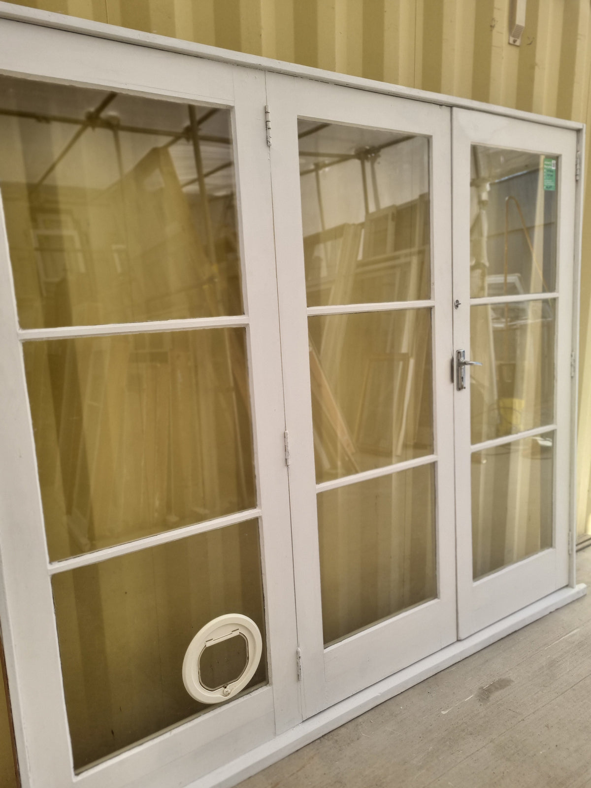 Wooden French Doors with Side  Light 2370 W  x 2050 H [#5269 SF] Joinery Recycle