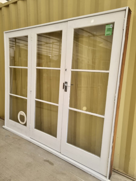 Wooden French Doors with Side  Light 2370 W  x 2050 H [#5269 SF] Joinery Recycle