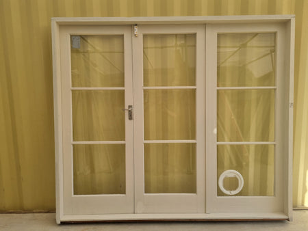 Wooden French Doors with Side  Light 2370 W  x 2050 H [#5269 SF] Joinery Recycle