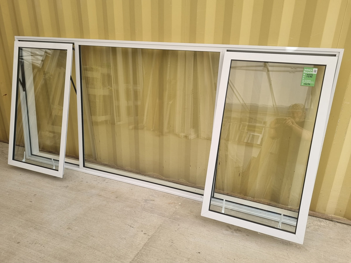 Aluminium Window White  2840 W  x 1270 H  [#5273 SF] open window -   Joinery Recycle