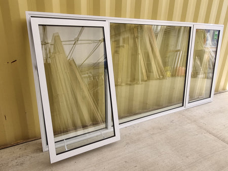 Aluminium Window White  2840 W  x 1270 H  [#5273 SF]side view -  Joinery Recycle