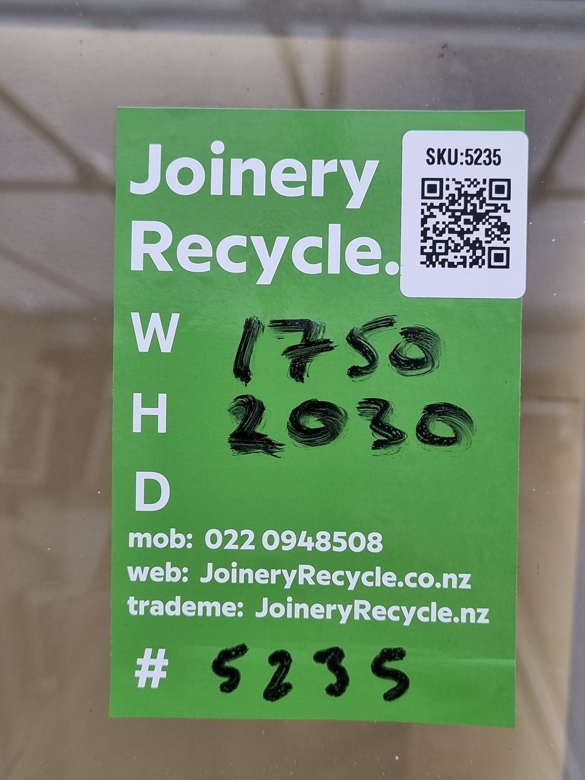 RANCH SLIDER Black  1750 W x 2030 H [#5235 SF] Joinery Recycle