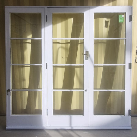 Wooden French Doors with Side  Light 2100 W  x 2030 H [#5276  SF] exterior side -  Joinery Recycle