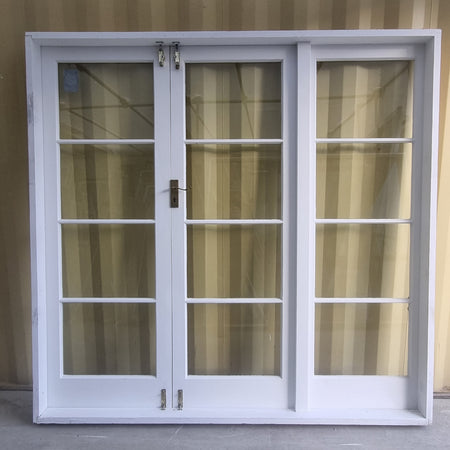Wooden French Doors with Side  Light 2100 W  x 2030 H [#5276  SF]  interior side - Joinery Recycle