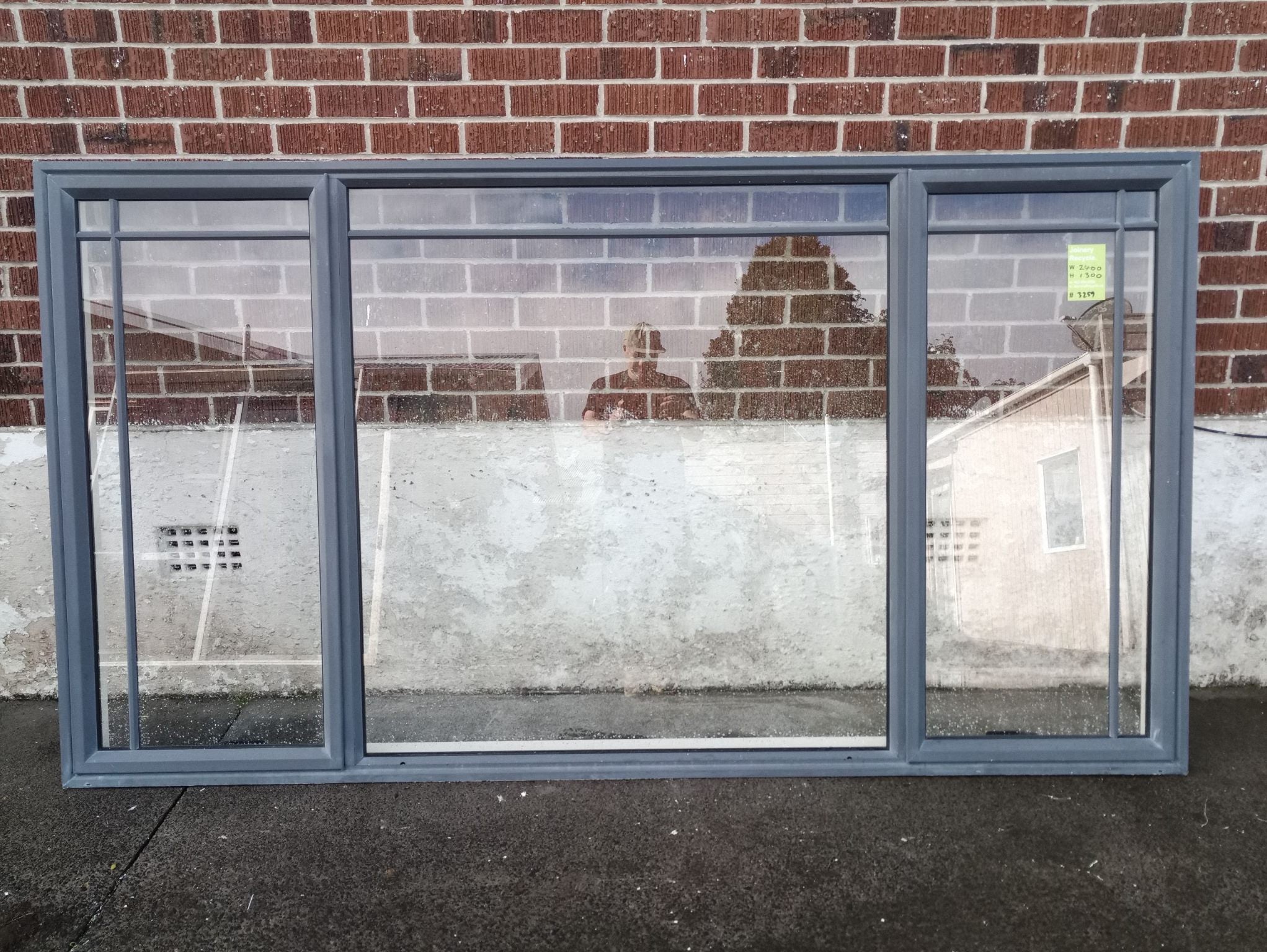 Aluminium Window Blue 2400 W x 1300 H [#3259] - Joinery Recycle