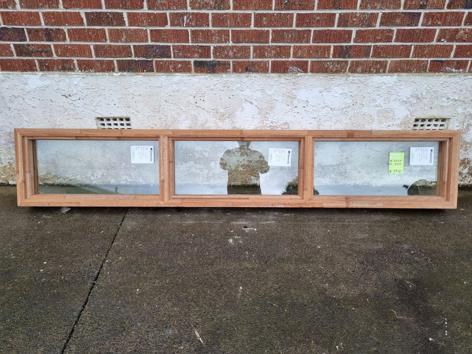 *NEW* Wooden Window with Pyrobel Fire Resistant Glass 2420 W x 420 H [#3918] Joinery Recycle