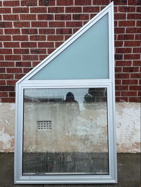 Raked DOUBLE GLAZED Aluminium Window 1000 W x 1000/1840 H [#2160] Joinery Recycle