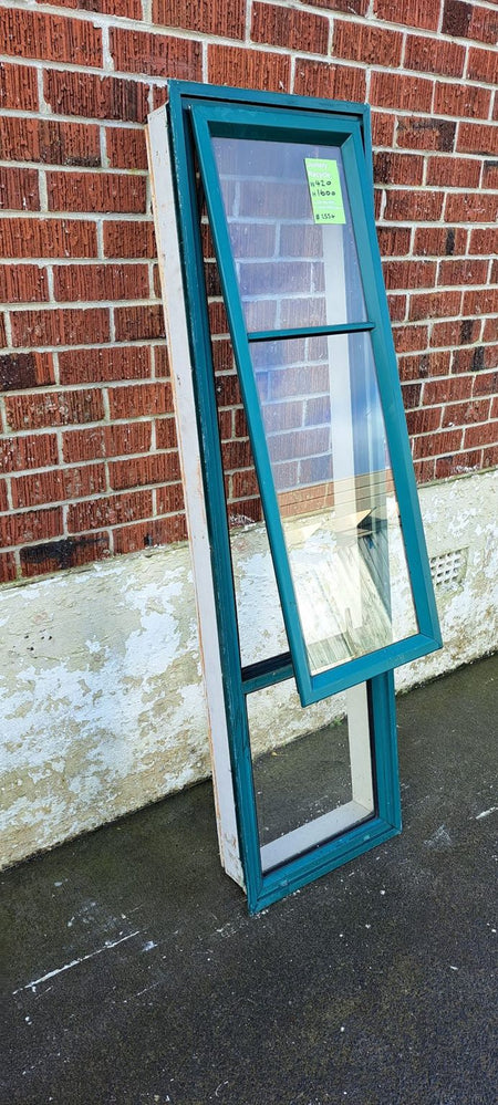 Green Aluminium Window 420 W x 1600 H  [#2557] Joinery Recycle