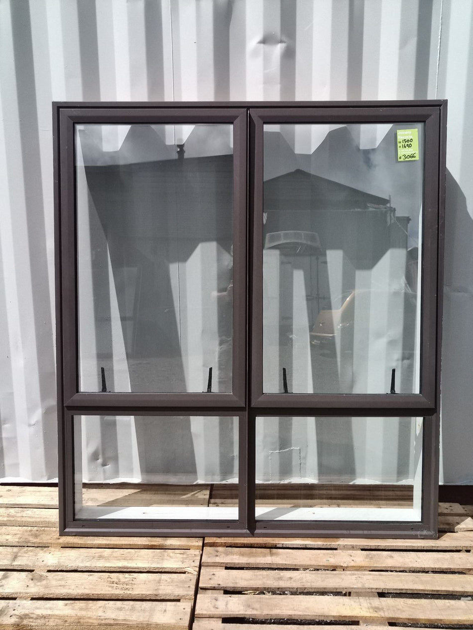 DOUBLE GLAZED - Aluminium Window Brown 1500 W x 1690 H [#3066 SF] Joinery Recycle