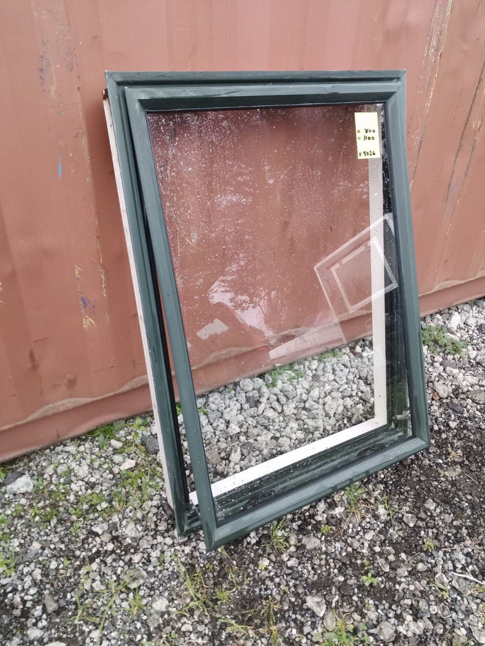 Dark Green Aluminium Window 800 W x 1100 H   [#3426 SF] Joinery Recycle