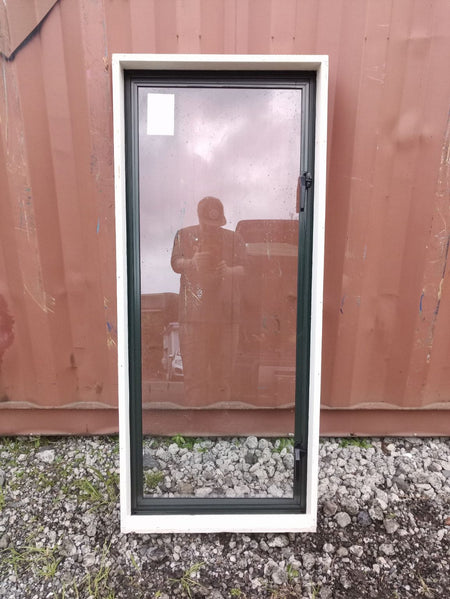 Dark Green Aluminium Window 600 W x 1400 H   [#3427 SF] Joinery Recycle