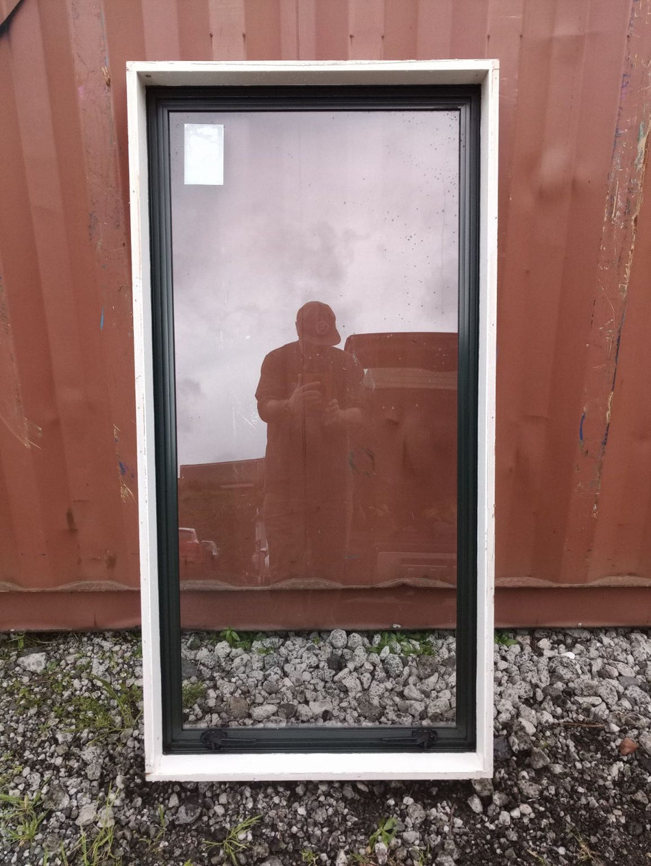 Dark Green Aluminium Window 400 W x 1400 H   [#3428 SF] Joinery Recycle
