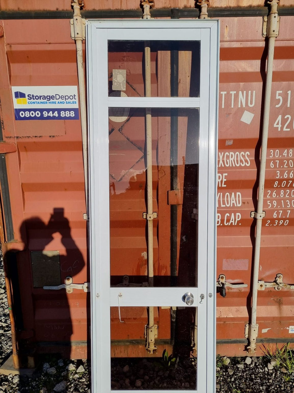 White Aluminium Single Door with Top Light 830 W x 2010 H  [#3570] Joinery Recycle