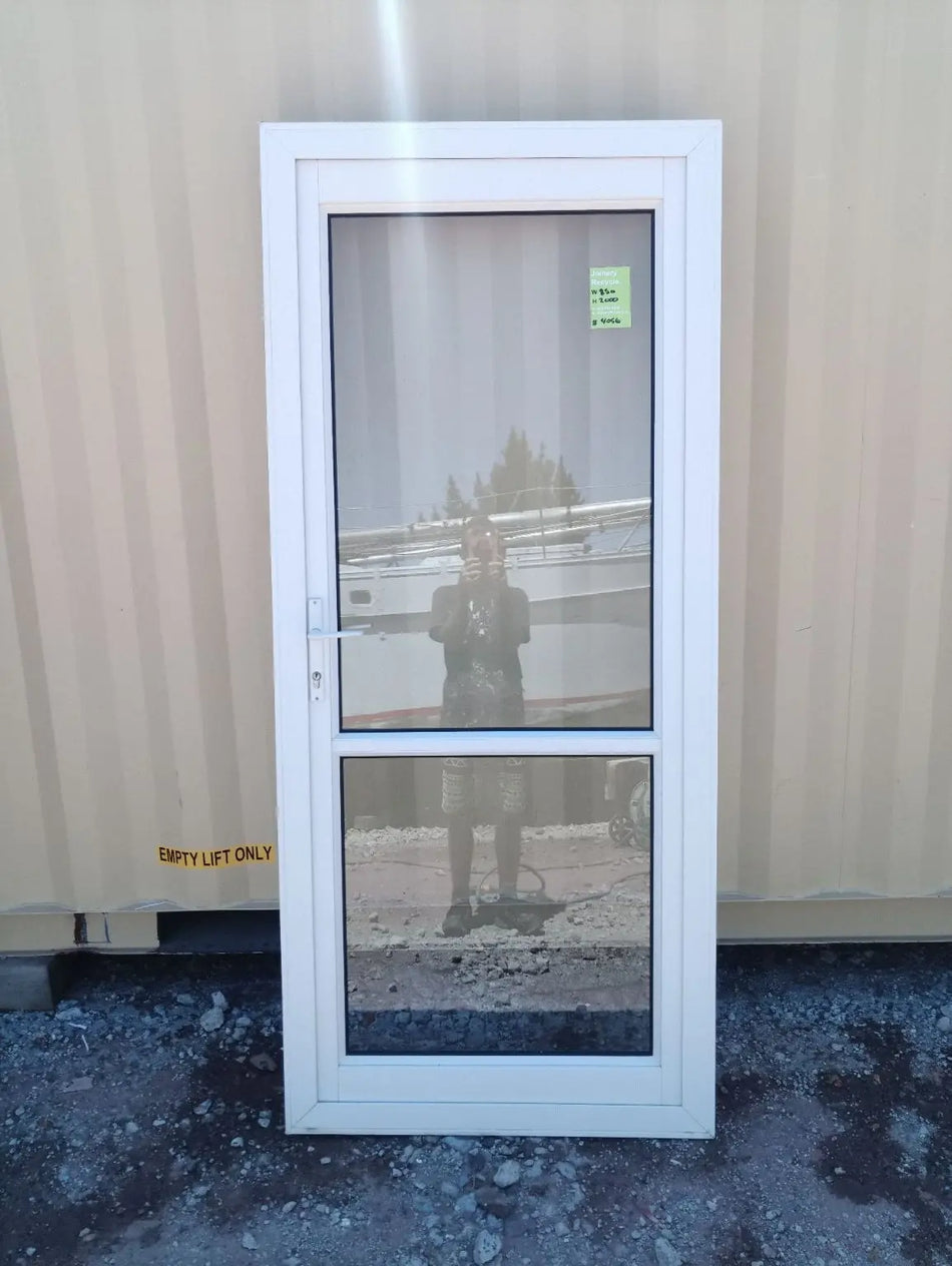 Aluminium Single Door Offwhite 850 W x 2000 H  [#4056] Joinery Recycle