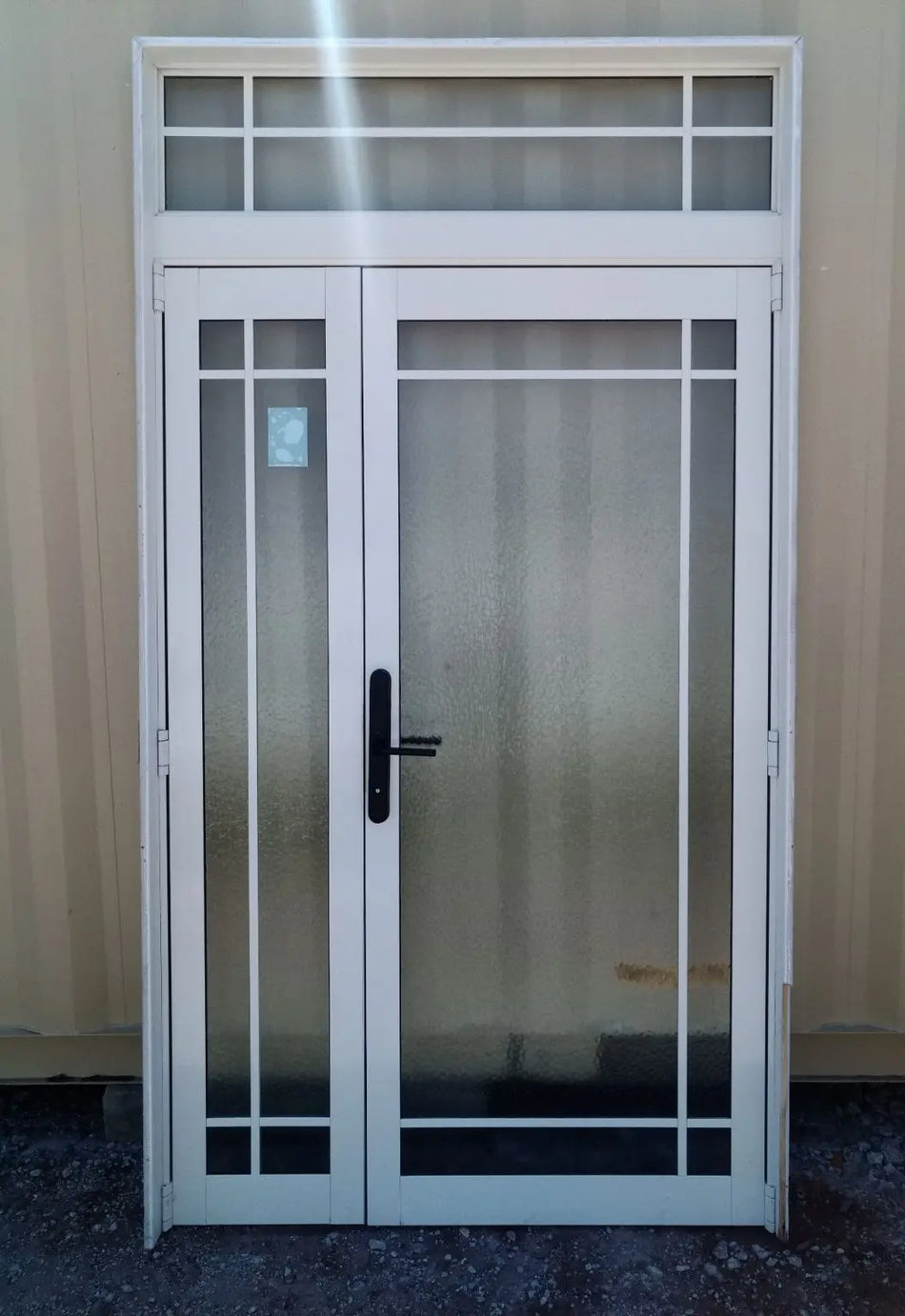 White Aluminium Entrance Door with Top and Side Lights 1300 W x 2380 H [#4063] Joinery Recycle