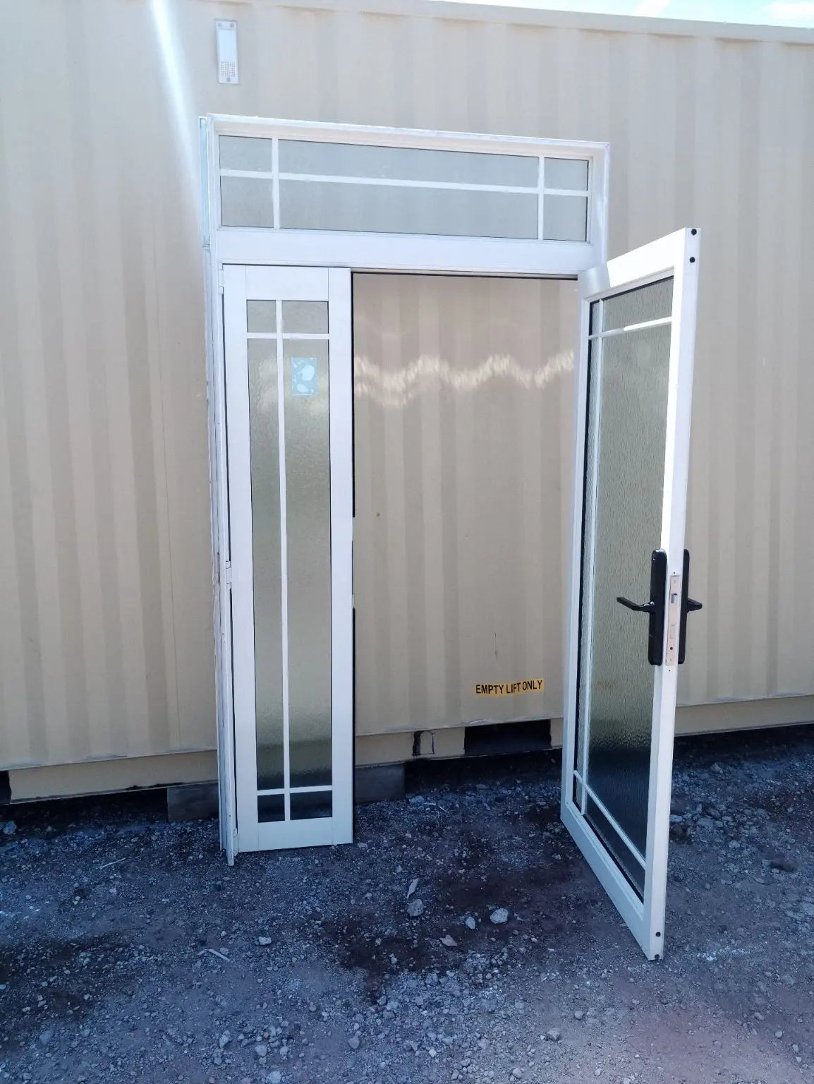 White Aluminium Entrance Door with Top and Side Lights 1300 W x 2380 H [#4063] Joinery Recycle
