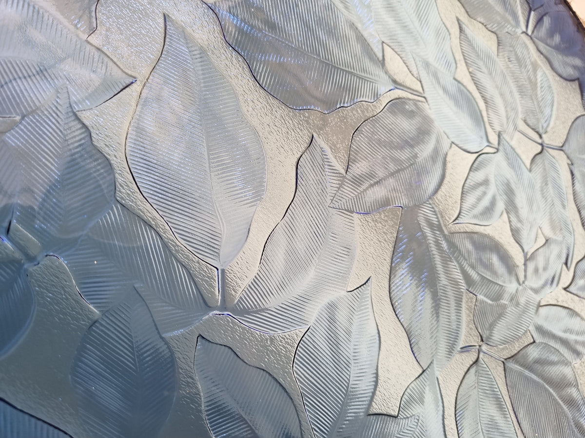 Entrance Door With BEAUTIFUL BLUE LEAF GLASS Side Light 2200 W x  2100 H [#4704 SF] Joinery Recycle