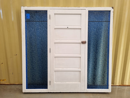 Entrance Door With BEAUTIFUL BLUE LEAF GLASS Side Light 2200 W x  2100 H [#4704 SF] Joinery Recycle
