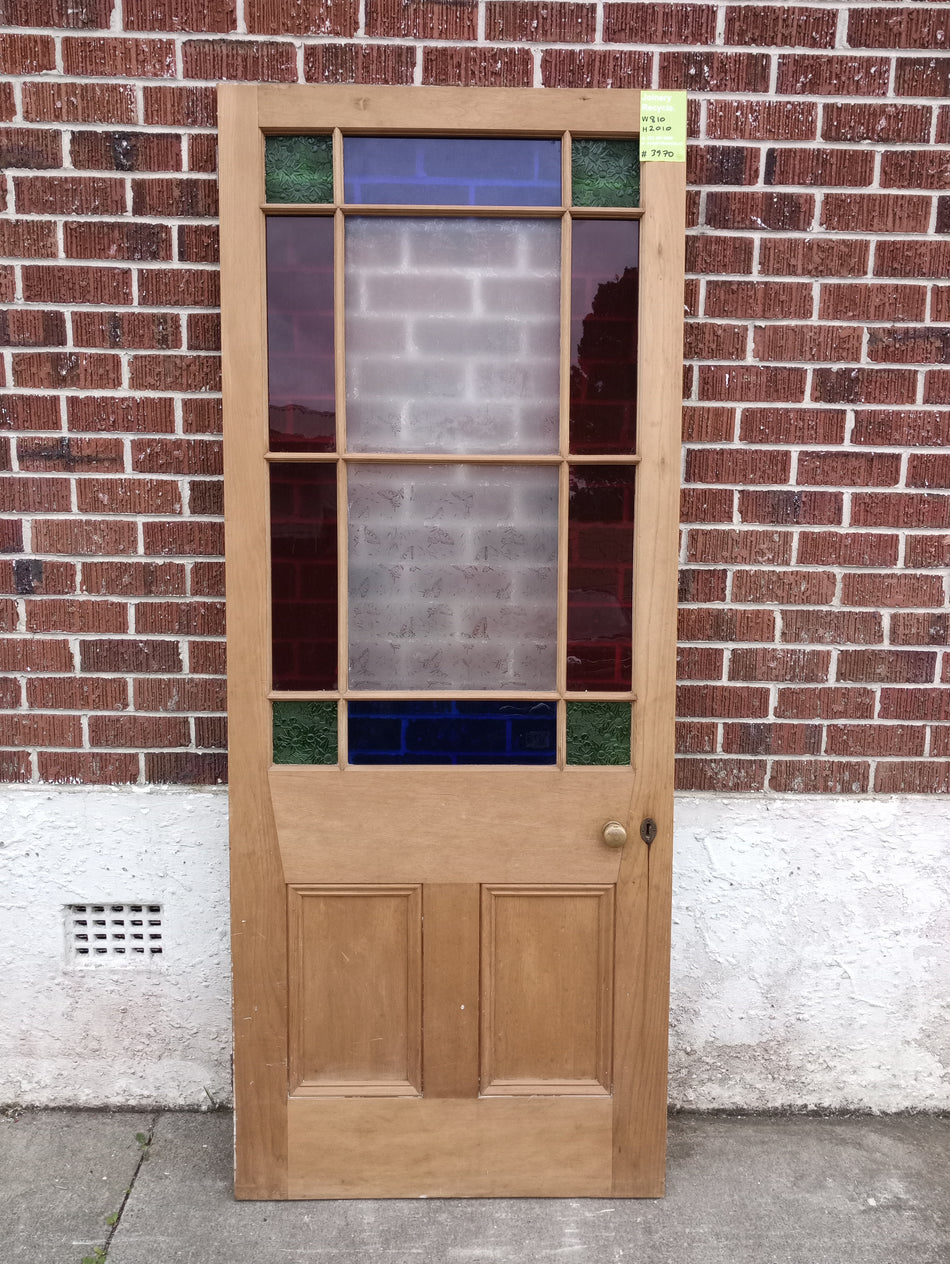 Parlour Door Wood and Coloured Glass 810 W x 2010 H [#3970] Joinery Recycle