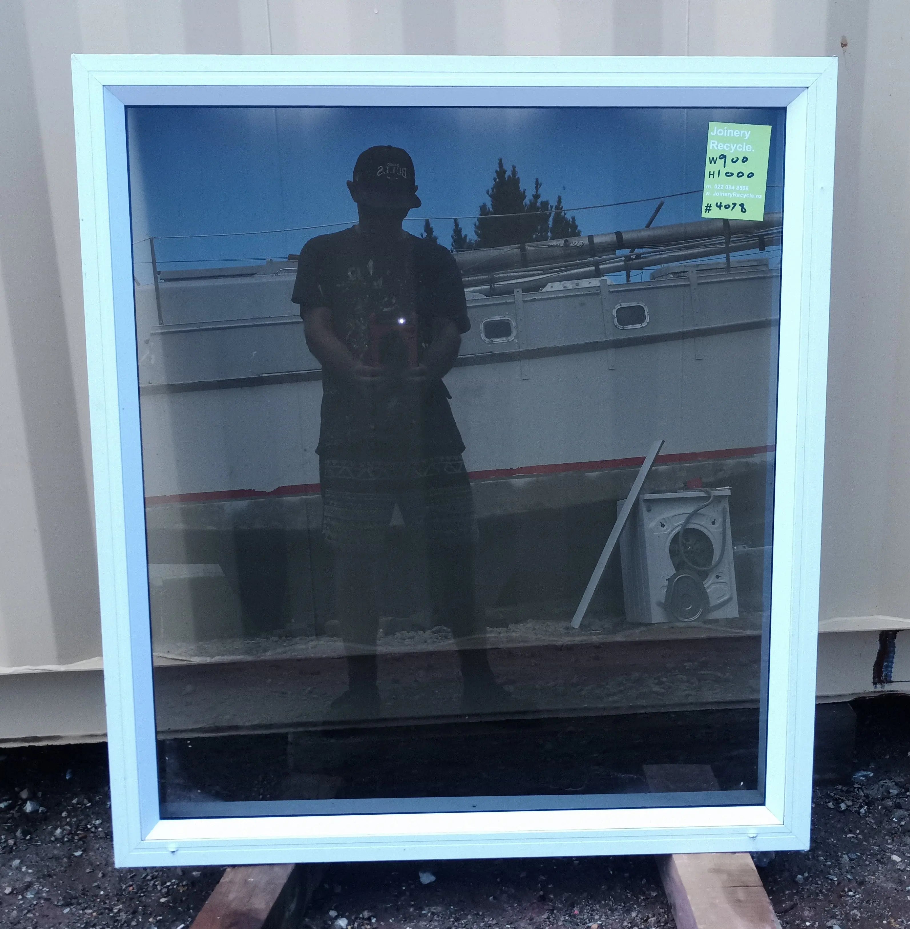 White Aluminium Window 900 W x 1000 H  [#4078SF] Joinery Recycle