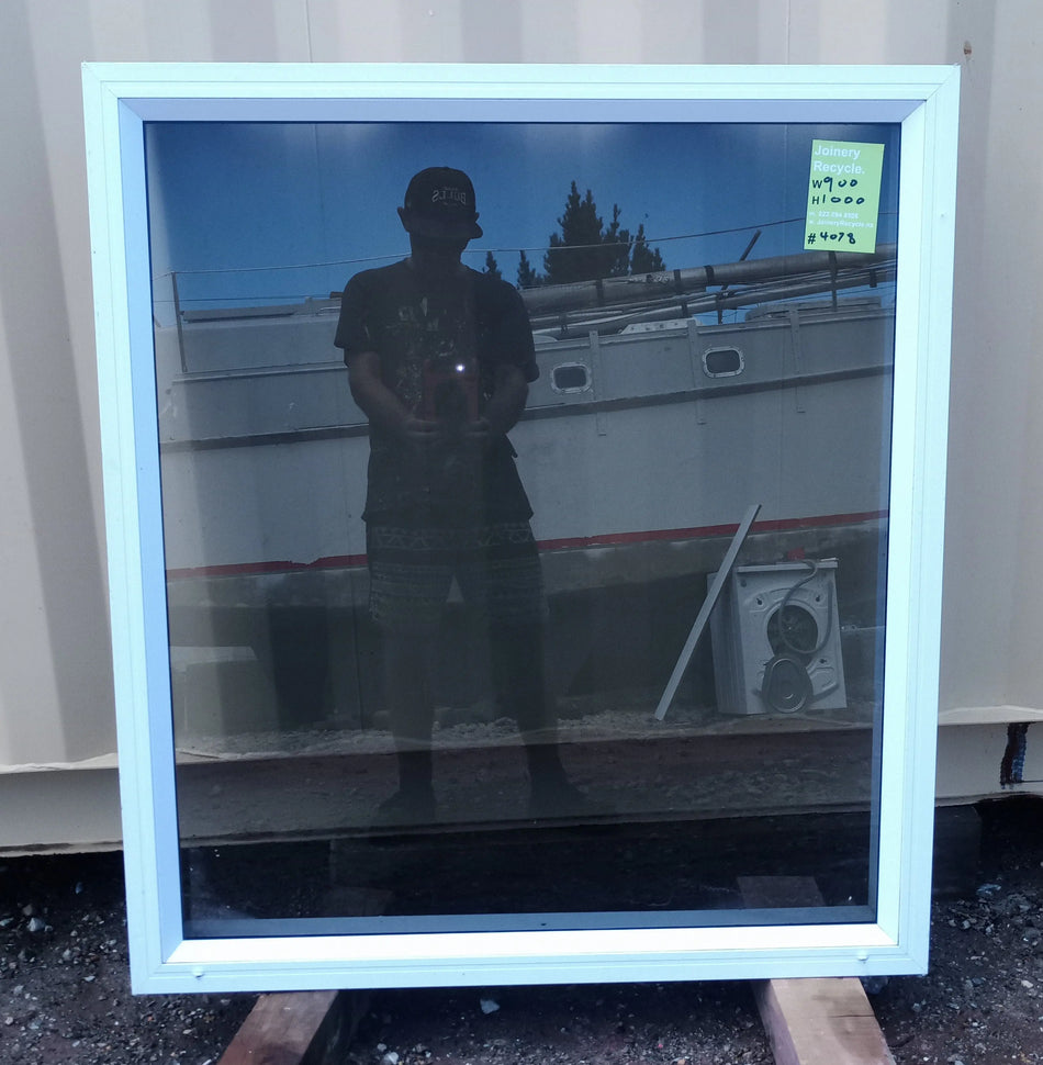 White Aluminium Window 900 W x 1000 H  [#4078SF] Joinery Recycle